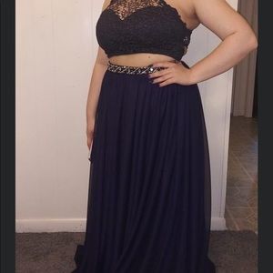 Blue 2 pieces dress. Used once for prom